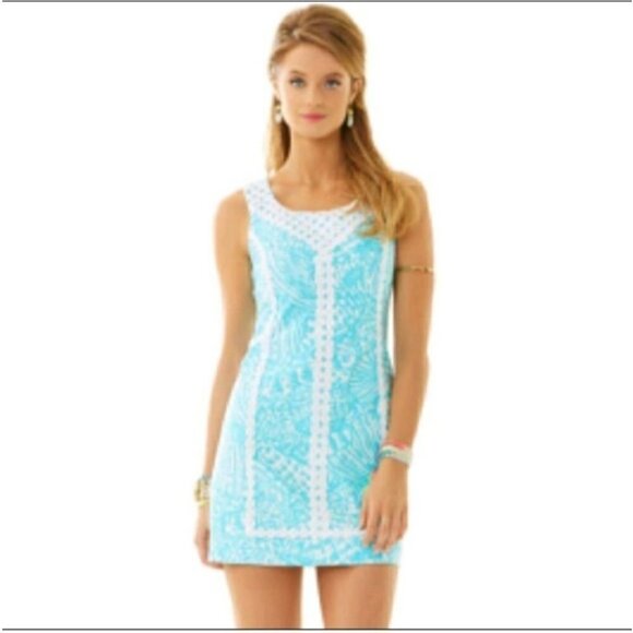 Lilly Pulitzer MacFarlane Shift Dress Aqua Blue Size 0 - Picture 2 of 7